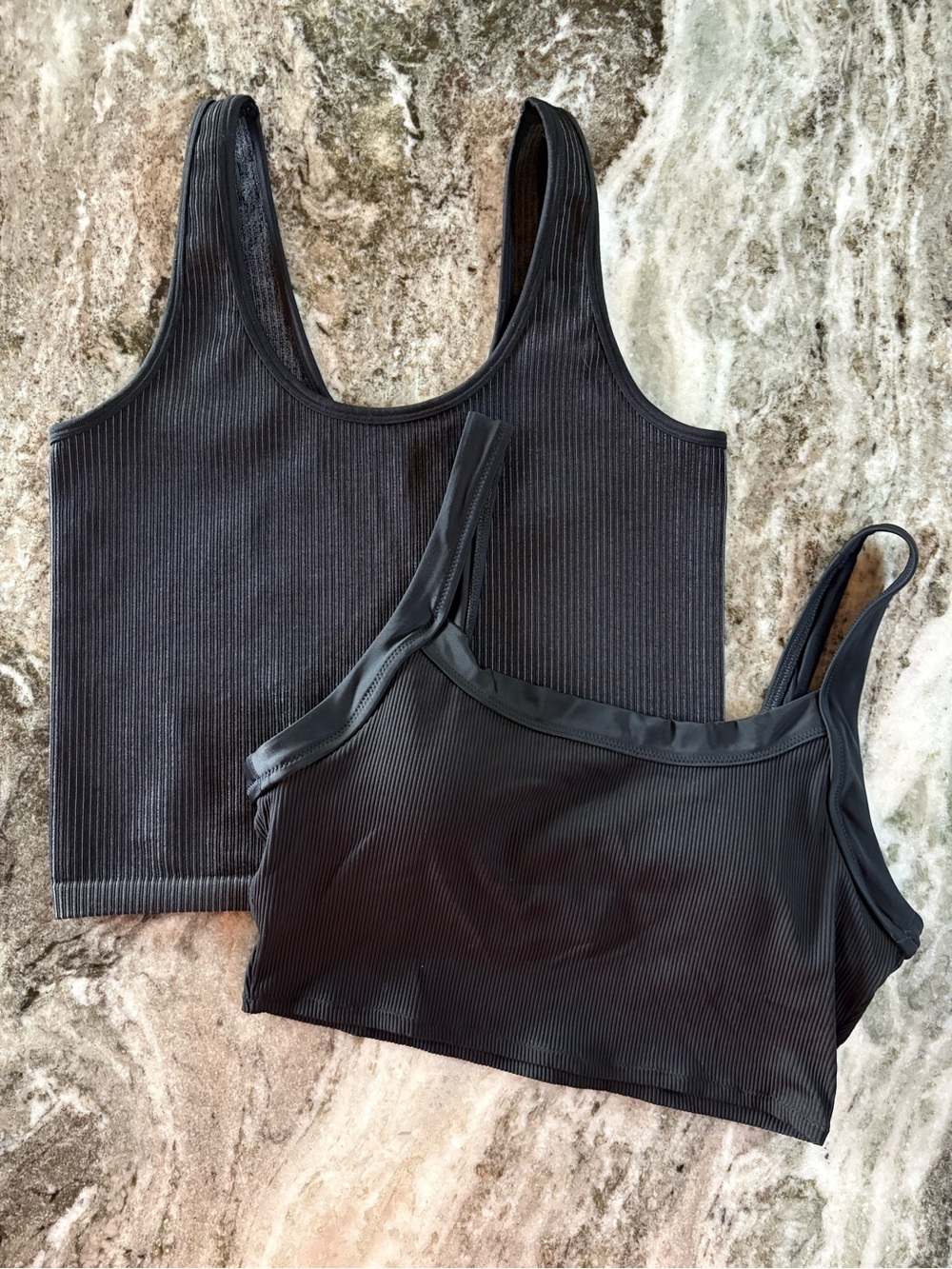 aerie—Ribbed Bra Crop, Tank (Black, Size Large)